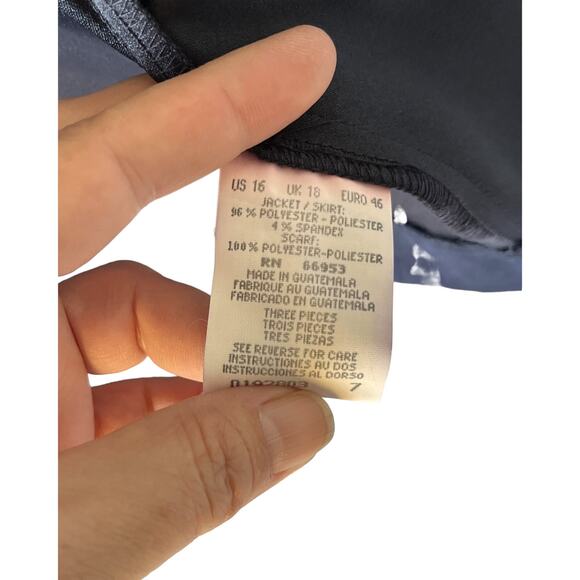 Vintage Leslie Faye Dress Top Separate - Navy - Velvet Feel - Size 16 - Picture 5 of 8